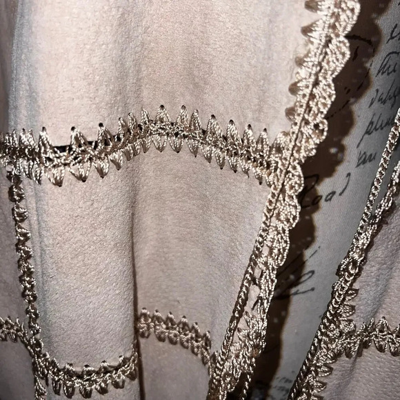 Outbrook Woman,1X tan embroidered leather tassel tie front long sleeve jacket
￼ - Picture 5 of 16